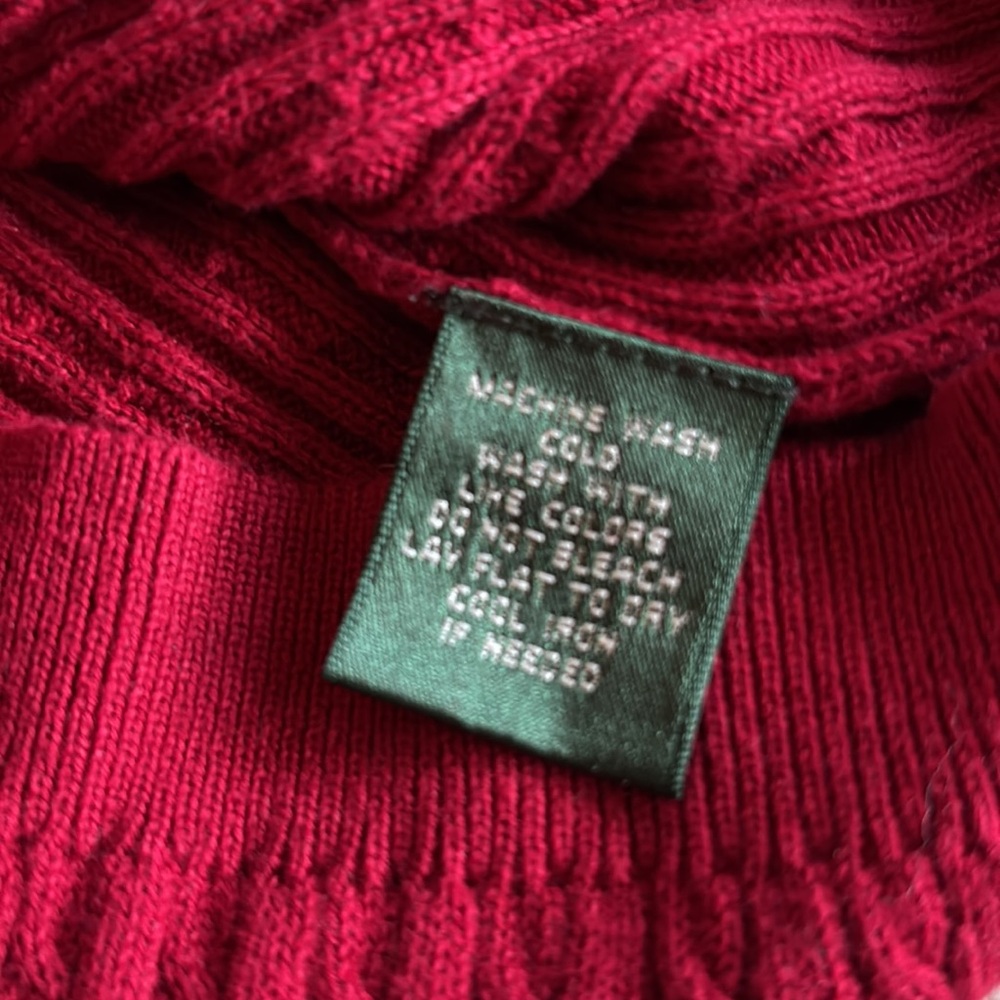 Ralph Lauren cotton cable knit V neck sweater size Large - Picture 5 of 6